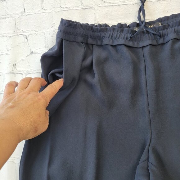Zara Basic collection women’s navy blue pull on relaxed fit pants size L - Picture 8 of 12